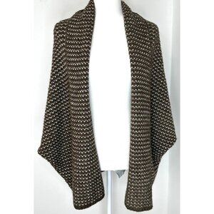 Lineamaglia Wool Alpaca Dolman Open Front Cardigan Women Size Medium Brown Italy
